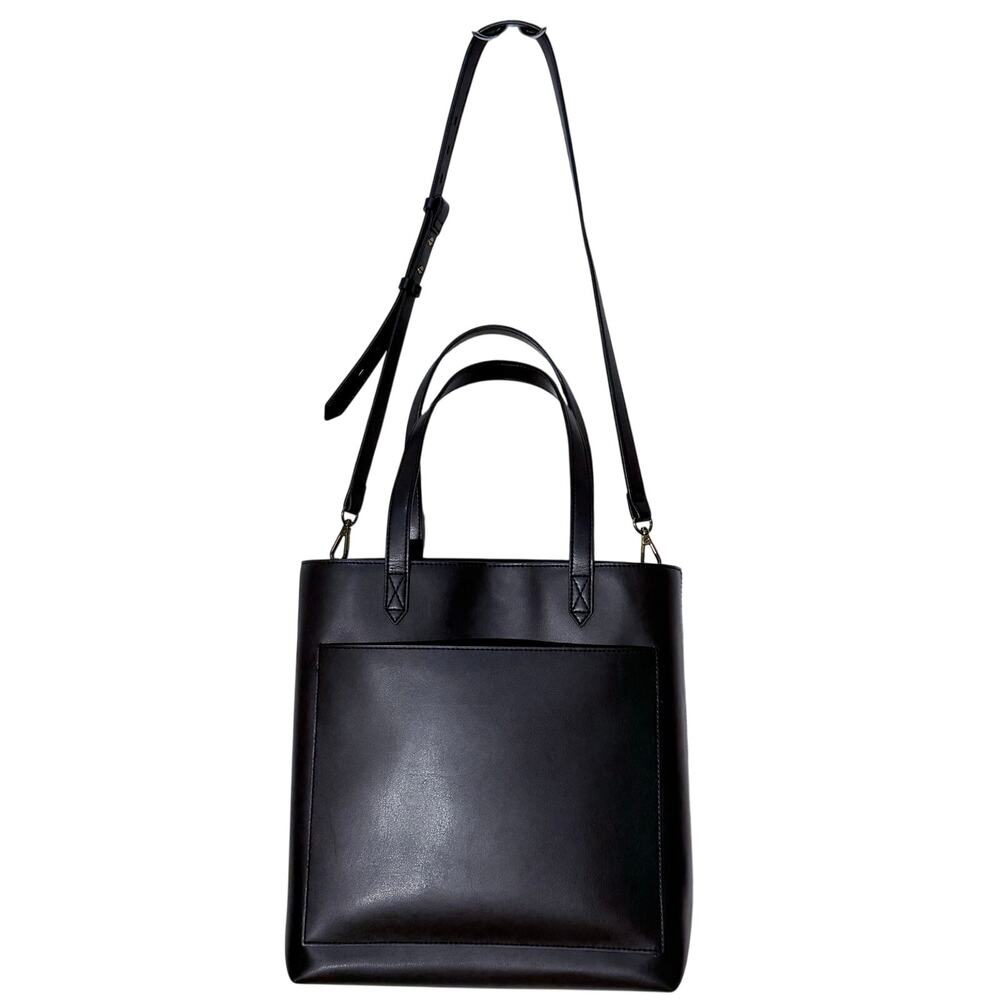 Madewell Medium Transport Crossbody Tote, Black Plant-Based Faux Leather